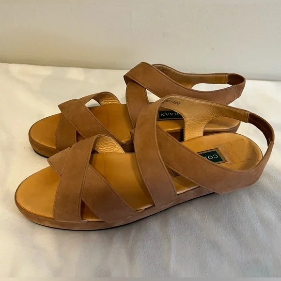 Women’s Cole Haan Criss Cross Tan Leather Suede Sandals size 9M - Picture 4 of 11